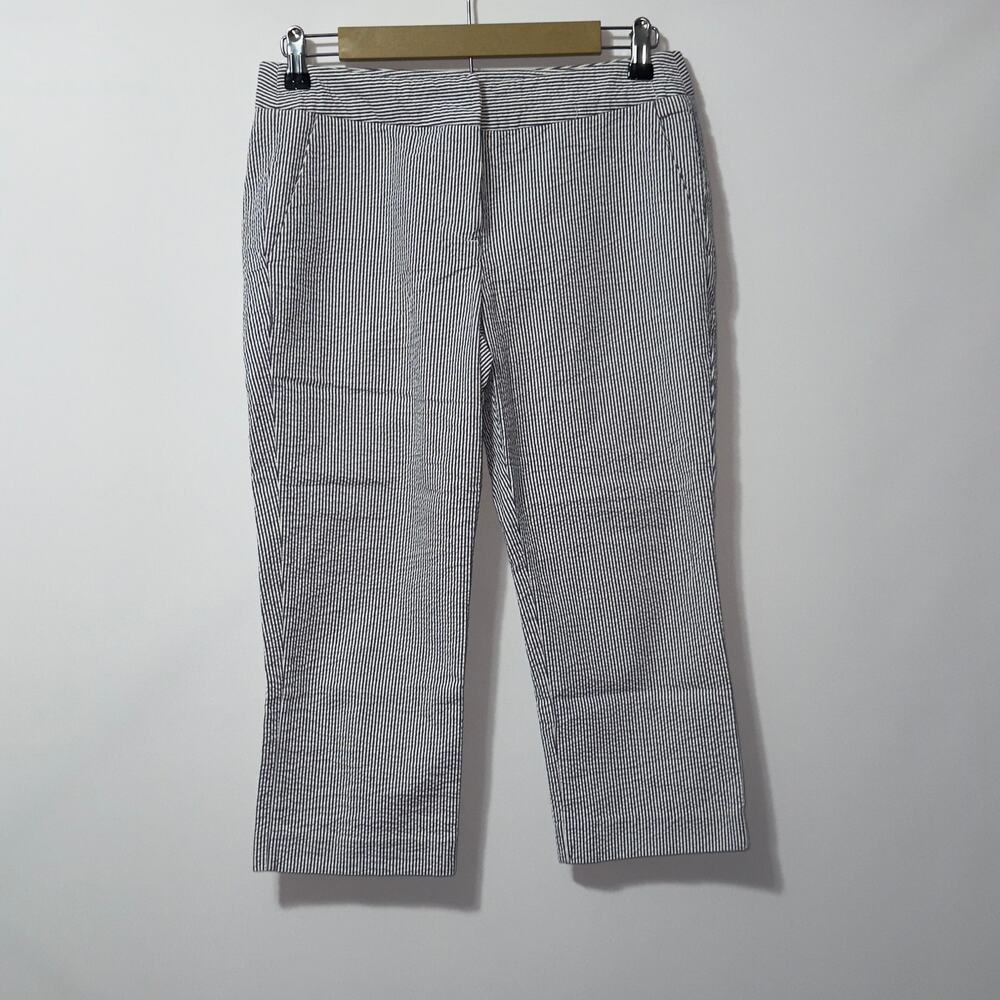 British khaki white and blue striped pants women’s size 4